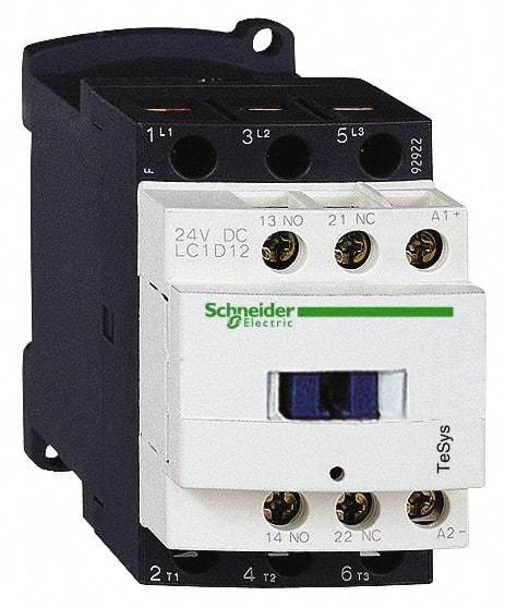 Schneider Electric - 3 Pole, 48 Coil VAC at 50/60 Hz, 12 Amp at 440 VAC and 25 Amp at 440 VAC, Nonreversible IEC Contactor - 1 Phase hp: 1 at 115 VAC, 2 at 230/240 VAC, 3 Phase hp: 10 at 575/600 VAC, 3 at 200/208 VAC, 3 at 230/240 VAC, 7.5 at 460/480 VAC - Strong Tooling