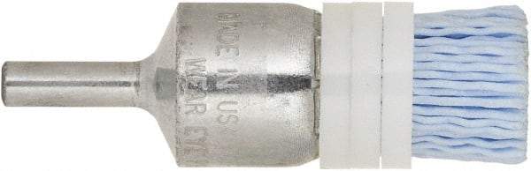 Tanis - 220 Grit, 1/2" Brush Diam, Crimped, End Brush - 1/4" Diam Steel Shank, 10,000 Max RPM - Strong Tooling