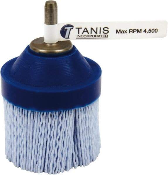 Tanis - 80 Grit, 2" Brush Diam, Crimped, End Brush - 1/4" Diam Steel Shank, 4,500 Max RPM - Strong Tooling