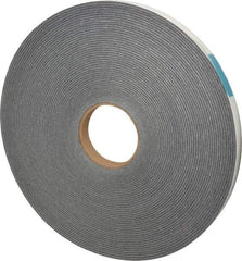 Made in USA - 1/8" Thick x 3/4" Wide x 100' Long Gray Open Cell Polyurethane Foam Rubber Roll - Stock Length, Adhesive Back, 1.8 to 2.2 Lb/Cu Ft Density, -20°F to 160°F - Strong Tooling