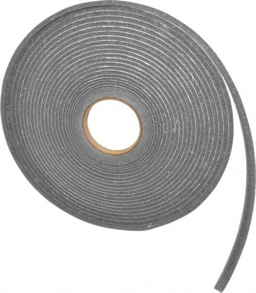 Made in USA - 1/4" Thick x 1/2" Wide x 50' Long Gray Open Cell Polyurethane Foam Rubber Roll - Stock Length, Adhesive Back, 1.8 to 2.2 Lb/Cu Ft Density, -20°F to 160°F - Strong Tooling