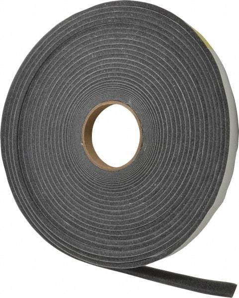 Made in USA - 1/4" Thick x 3/4" Wide x 50' Long Gray Open Cell Polyurethane Foam Rubber Roll - Stock Length, Adhesive Back, 1.8 to 2.2 Lb/Cu Ft Density, -20°F to 160°F - Strong Tooling