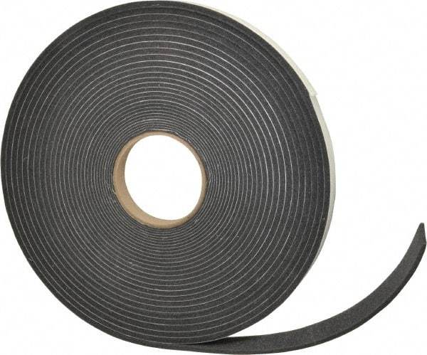 Made in USA - 3/8" Thick x 3/4" Wide x 50' Long Gray Open Cell Polyurethane Foam Rubber Roll - Stock Length, Adhesive Back, 1.8 to 2.2 Lb/Cu Ft Density, -20°F to 160°F - Strong Tooling