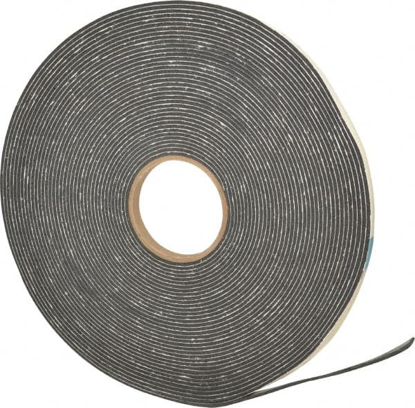 Made in USA - 1/8" Thick x 1/2" Wide x 75' Long Black Closed Cell PVC Foam Rubber Roll - Stock Length, Adhesive Back, 13 Lb/Cu Ft Density, -20°F to 130°F - Strong Tooling