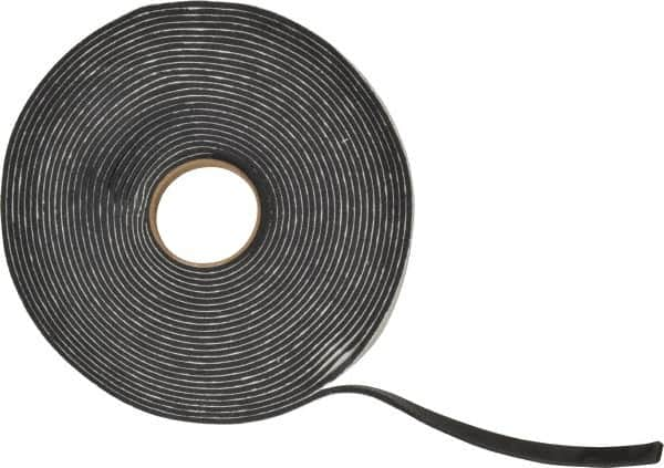 Made in USA - 3/16" Thick x 1/2" Wide x 45' Long Black Closed Cell PVC Foam Rubber Roll - Stock Length, Adhesive Back, 13 Lb/Cu Ft Density, -20°F to 130°F - Strong Tooling