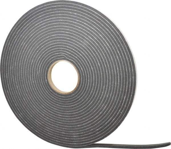 Made in USA - 1/4" Thick x 1/2" Wide x 45' Long Black Closed Cell PVC Foam Rubber Roll - Stock Length, Adhesive Back, 13 Lb/Cu Ft Density, -20°F to 130°F - Strong Tooling