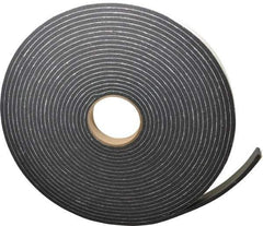 Made in USA - 1/4" Thick x 1" Wide x 45' Long Black Closed Cell PVC Foam Rubber Roll - Stock Length, Adhesive Back, 13 Lb/Cu Ft Density, -20°F to 130°F - Strong Tooling