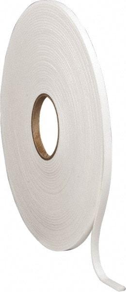 Made in USA - 1/8" Thick x 3/8" Wide x 75' Long White Closed Cell Polyethylene Foam Rubber Roll - Stock Length, Adhesive Back, 2 Lb/Cu Ft Density, -20°F to 170°F - Strong Tooling