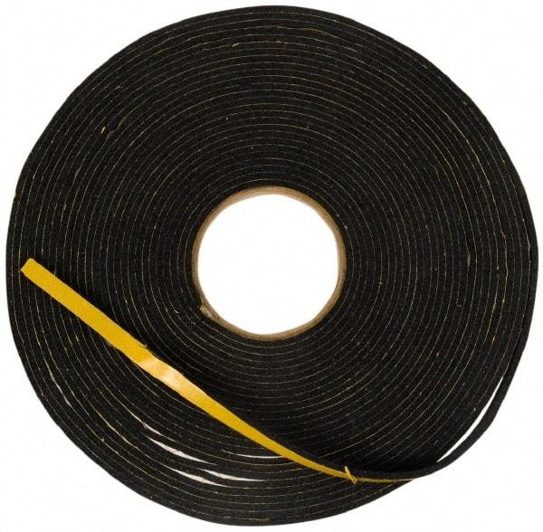 Made in USA - 7/16" Thick x 3/8" Wide x 25' Long Black Open Cell Natural Foam Rubber Roll - Stock Length, Adhesive Back, 24 to 30 Lb/Cu Ft Density, -20°F to 160°F - Strong Tooling