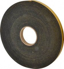 Made in USA - 5/32" Thick x 3/4" Wide x 50' Long Black Open Cell Natural Foam Rubber Roll - Stock Length, Adhesive Back, 24 to 30 Lb/Cu Ft Density, -20°F to 160°F - Strong Tooling