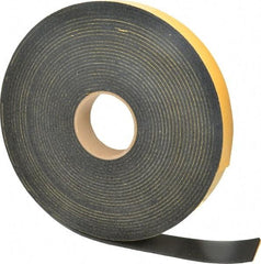 Made in USA - 5/32" Thick x 1-1/2" Wide x 50' Long Black Open Cell Natural Foam Rubber Roll - Stock Length, Adhesive Back, 24 to 30 Lb/Cu Ft Density, -20°F to 160°F - Strong Tooling