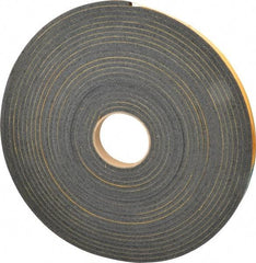 Made in USA - 1/4" Thick x 3/4" Wide x 50' Long Black Open Cell Natural Foam Rubber Roll - Stock Length, Adhesive Back, 24 to 30 Lb/Cu Ft Density, -20°F to 160°F - Strong Tooling