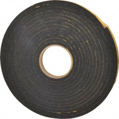 Made in USA - 5/16" Thick x 3/4" Wide x 25' Long Black Open Cell Natural Foam Rubber Roll - Stock Length, Adhesive Back, 24 to 30 Lb/Cu Ft Density, -20°F to 160°F - Strong Tooling