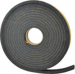 Made in USA - 7/16" Thick x 1" Wide x 25' Long Black Open Cell Natural Foam Rubber Roll - Stock Length, Adhesive Back, 24 to 30 Lb/Cu Ft Density, -20°F to 160°F - Strong Tooling