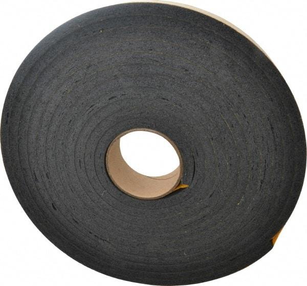 Made in USA - 7/16" Thick x 2" Wide x 25' Long Black Open Cell Natural Foam Rubber Roll - Stock Length, Adhesive Back, 24 to 30 Lb/Cu Ft Density, -20°F to 160°F - Strong Tooling