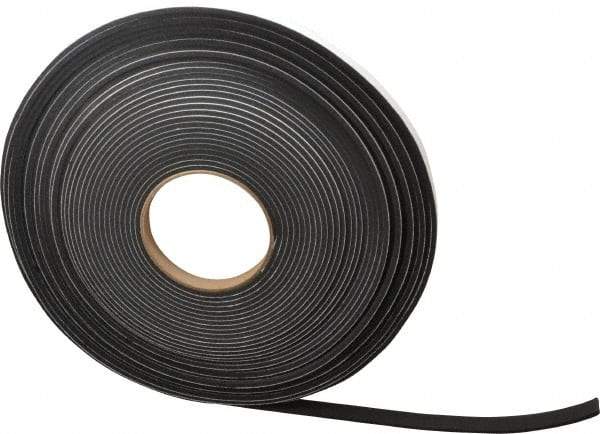 Made in USA - 1/8" Thick x 1/2" Wide x 50' Long Black Closed Cell Neoprene-Blend Spring Rubber Roll - Stock Length, Adhesive Back, 8 to 11 Lb/Cu Ft Density, -40°F to 158°F - Strong Tooling