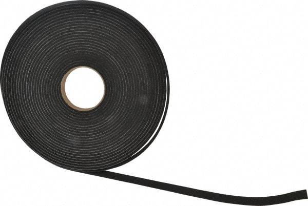 Made in USA - 3/16" Thick x 3/4" Wide x 50' Long Black Closed Cell Neoprene-Blend Spring Rubber Roll - Stock Length, Adhesive Back, 8 to 11 Lb/Cu Ft Density, -40°F to 158°F - Strong Tooling