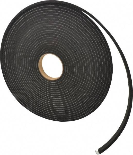 Made in USA - 1/4" Thick x 3/4" Wide x 50' Long Black Closed Cell Neoprene-Blend Spring Rubber Roll - Stock Length, Adhesive Back, 8 to 11 Lb/Cu Ft Density, -40°F to 158°F - Strong Tooling