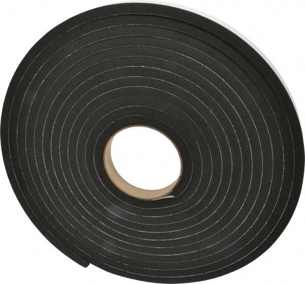 Made in USA - 3/8" Thick x 3/4" Wide x 25' Long Black Closed Cell Neoprene-Blend Spring Rubber Roll - Stock Length, Adhesive Back, 8 to 11 Lb/Cu Ft Density, -40°F to 158°F - Strong Tooling