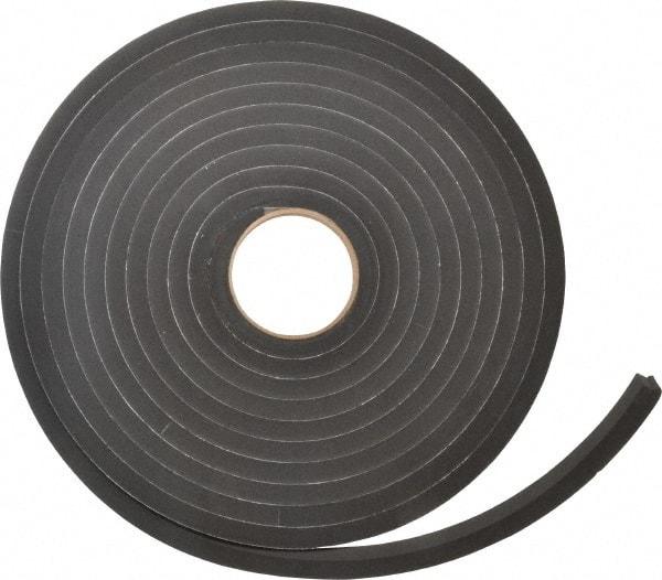 Made in USA - 1/2" Thick x 3/4" Wide x 25' Long Black Closed Cell Neoprene-Blend Spring Rubber Roll - Stock Length, Adhesive Back, 8 to 11 Lb/Cu Ft Density, -40°F to 158°F - Strong Tooling