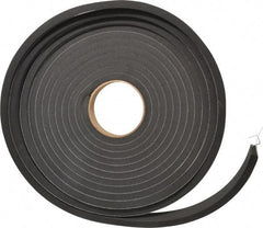 Made in USA - 3/8" Thick x 1" Wide x 25' Long Black Closed Cell Neoprene-Blend Spring Rubber Roll - Stock Length, Adhesive Back, 8 to 11 Lb/Cu Ft Density, -40°F to 158°F - Strong Tooling