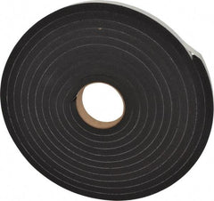 Made in USA - 1/2" Thick x 1" Wide x 25' Long Black Closed Cell Neoprene-Blend Spring Rubber Roll - Stock Length, Adhesive Back, 8 to 11 Lb/Cu Ft Density, -40°F to 158°F - Strong Tooling