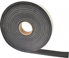 Made in USA - 3/8" Thick x 2" Wide x 25' Long Black Closed Cell Neoprene-Blend Spring Rubber Roll - Stock Length, Adhesive Back, 8 to 11 Lb/Cu Ft Density, -40°F to 158°F - Strong Tooling