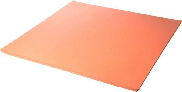 Made in USA - 12" Long, 12" Wide, Silicone Foam Rubber Foam Sheet - Orange-Red, -103 to 450°F, Plain Backing, Stock Length - Strong Tooling