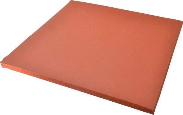 Made in USA - 12" Long, 12" Wide, Silicone Foam Rubber Foam Sheet - Orange-Red, -103 to 450°F, Plain Backing, Stock Length - Strong Tooling