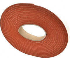 Made in USA - 3/16" Thick x 1" Wide x 20' Long Tan-Orange Closed Cell Silicone Foam Rubber Roll - Stock Length, Adhesive Back, 33 Lb/Cu Ft Density, -100°F to 500°F - Strong Tooling