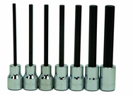 8 Piece - 1/8; 9/64; 5/32; 3/16; 7/32; 1/4; 5/16; & 3/8" - 3/8" Drive - Hex Long Bit Socket Set - Strong Tooling