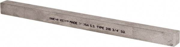 Made in USA - 12" Long x 3/4" High x 3/4" Wide, Undersized Key Stock - Type 316 Stainless Steel - Strong Tooling