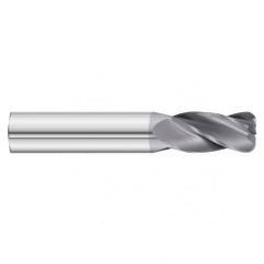 12mm Dia. x 63mm Overall Length 4-Flute 1.5mm C/R Solid Carbide SE End Mill-Round Shank-Center Cut-TiAlN - Strong Tooling