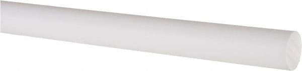 Made in USA - 4' Long, 5/8" Diam, PTFE (Virgin) Plastic Rod - White - Strong Tooling