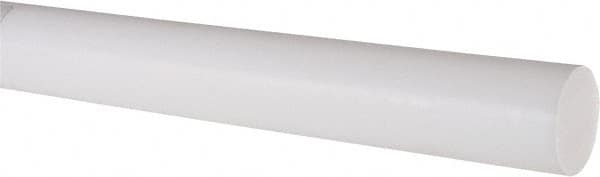 Made in USA - 4' Long, 1-1/4" Diam, PTFE (Virgin) Plastic Rod - White - Strong Tooling