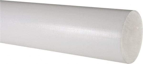 Made in USA - 3' Long, 2-1/2" Diam, PTFE (Virgin) Plastic Rod - White - Strong Tooling