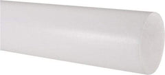 Made in USA - 4' Long, 2-1/2" Diam, PTFE (Virgin) Plastic Rod - White - Strong Tooling