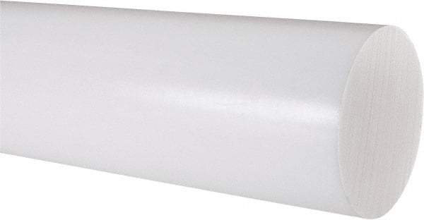 Made in USA - 2' Long, 3" Diam, PTFE (Virgin) Plastic Rod - White - Strong Tooling