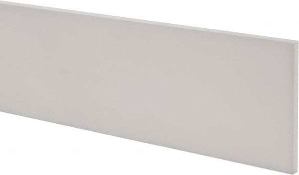 Made in USA - 1 Ft. Long x 4 Inch Wide x 1/4 Inch High, Virgin PTFE, Rectangular Plastic Bar - White, +/- 0.060 Tolerance - Strong Tooling