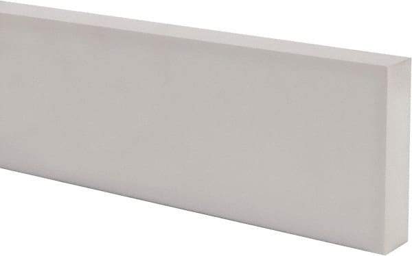 Made in USA - 1 Ft. Long x 4 Inch Wide x 1 Inch High, Virgin PTFE, Rectangular Plastic Bar - White, +/- 0.060 Tolerance - Strong Tooling