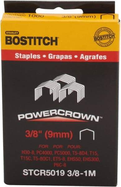 Stanley Bostitch - 3/8" Long x 7/16" Wide, 18 Gauge Crowned Construction Staple - Steel, Chisel Point - Strong Tooling