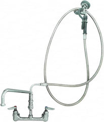 T&S Brass - Riser with Spring Guide, 2 Way Design, Wall Mount, Pre Rinse Faucet Assembly - Lever Handle - Strong Tooling