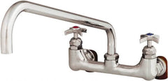 T&S Brass - Straight Spout, 2 Way Design, Wall Mount, Industrial Sink Faucet - 18 Inch Spout, 4 Spoke Handle - Strong Tooling