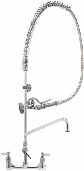 T&S Brass - Riser with Spring Guide, 2 Way Design, Wall Mount, Wall Pre Rinse Faucet Assembly - Lever Handle - Strong Tooling