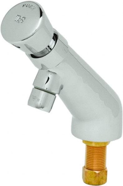 T&S Brass - Push Button Handle, Deck Mounted Bathroom Faucet - One Handle, No Drain, 6 Cast Spout - Strong Tooling