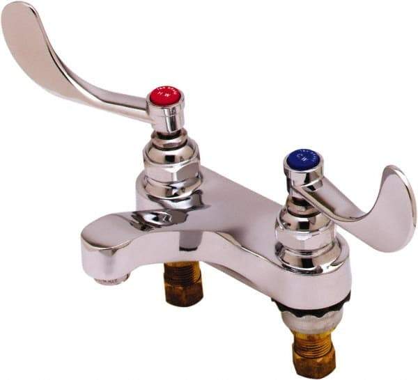 T&S Brass - Faucet Mount, Deck Mount Faucet without Spray - Two Handle, Wrist Blade Handle, Cast Basin Spout, No Drain - Strong Tooling