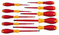 Insulated Slotted Screwdriver 2.0; 2.5; 3.0; 3.5; 4.5; 6.5mm & Phillips #0; 1; 2; 3. 10 Piece Set - Strong Tooling