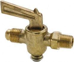 Parker - 1/4" Pipe, 3/8" Tube, Flare to Male Pipe Drain Cock & Shutoff Valve - 1/4-18 Thread, 30 Max psi - Strong Tooling