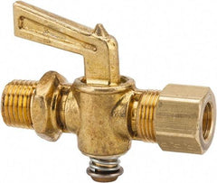 Parker - 1/4" Pipe, 3/8" Tube, Compression Pipe to Male Pipe Drain Cock & Shutoff Valve - 1/4-18 Thread, 30 Max psi - Strong Tooling