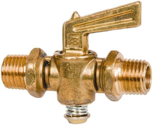 Parker - 1/4" Pipe, Male Pipe to Male Pipe Drain Cock & Shutoff Valve - 1/4-18 Thread, 30 Max psi - Strong Tooling